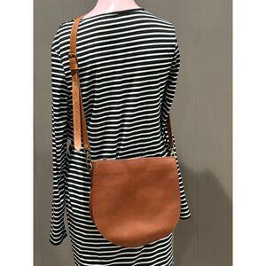 Madewell The Transport Crossbody Saddle Bag Brown Leather Adjustable Strap